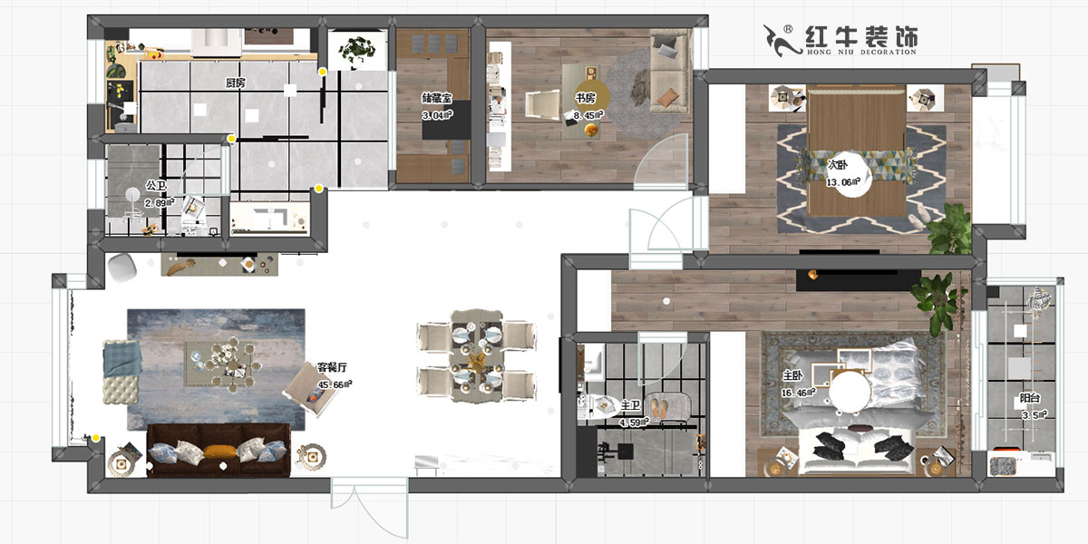 蒋琛_儒林雅居6-5-201-125㎡-混搭风格00彩平图